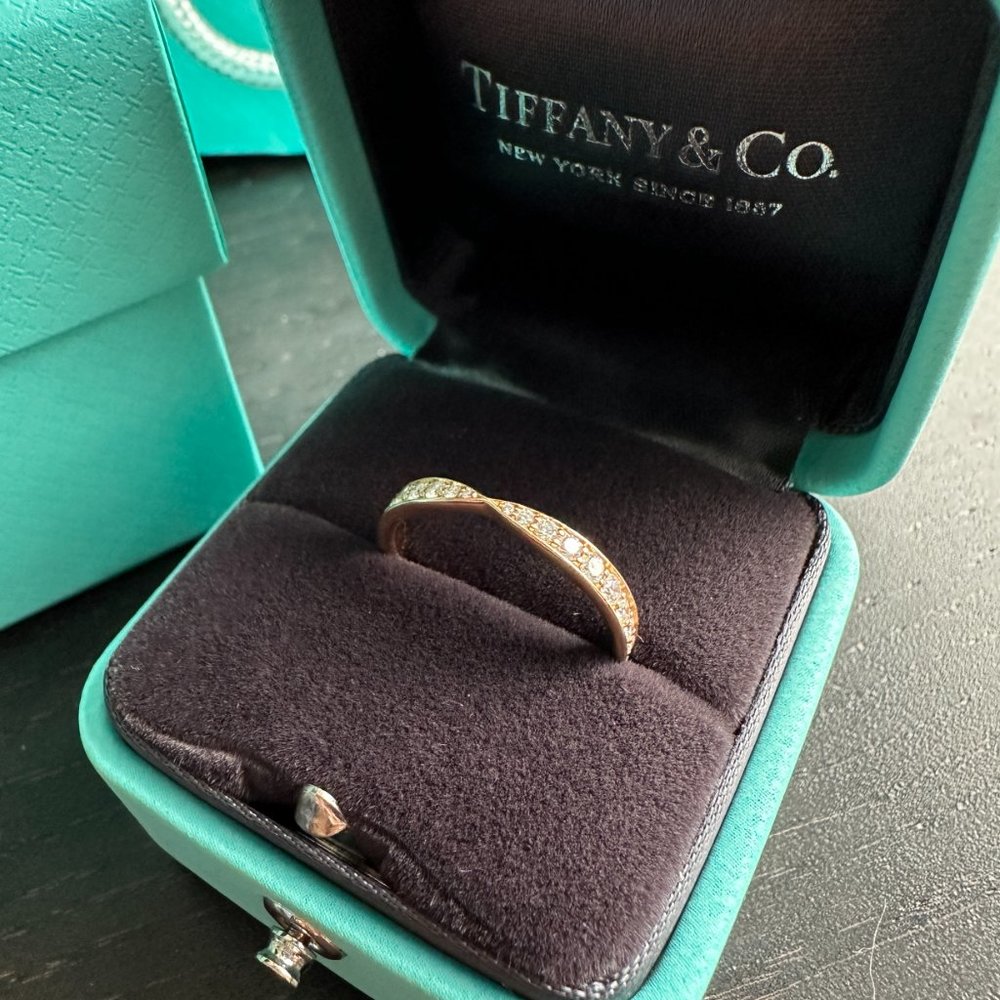 Tiffany Harmony Band Ring - Rose Gold with Diamonds (Size 5)